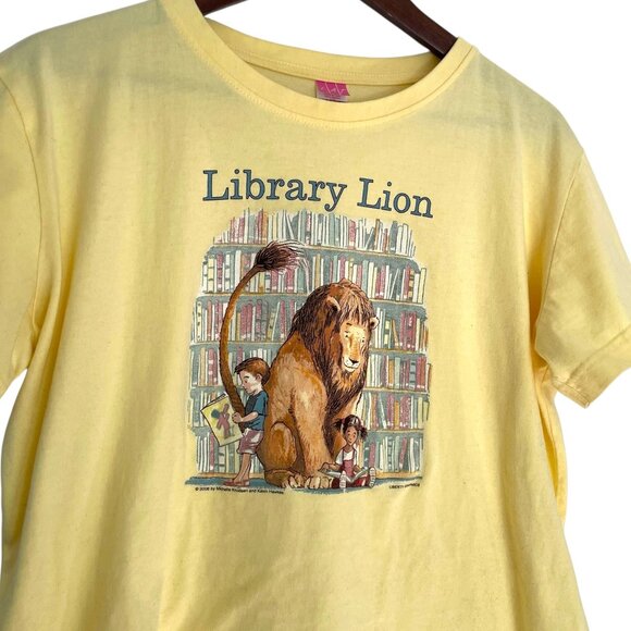 Liberty Graphics Library Lion T Shirt XL Yellow Children's Books Librarian Top - Picture 1 of 6